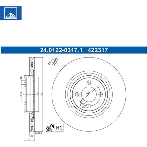 Lot de 2 Disques de frein ATE 24.0122-0317.1 MINI 34 10 6 784 366