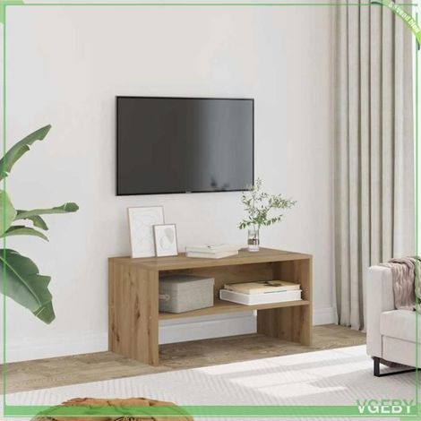 Meuble TV - Chêne artisanal - 80x40x40 cm - Bois d'ingénierie - Grand espace de rangement (1/5)