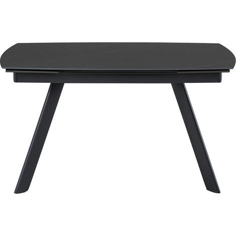 Tavolo "Deneb" con gambe e piano in ceramica effetto marmo, design moderno, 140/210 x 110 x h 75 cm -Nero Opaco (1/4)
