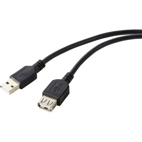Renkforce USB-Kabel  USB 2.0 USB-A Buchse, USB-A Stecker 0.50 m Schwarz PVC-Mantel RF-5771510 (1/4)