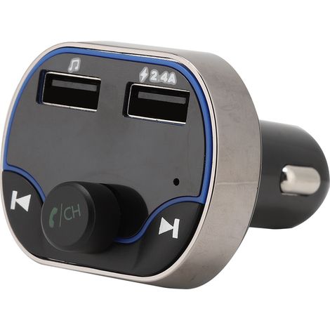 transmisor FM, kit manos libres, reproductor MP3 Bluetooth, 2 puertos USB, pantalla digital, para coche (1/5)