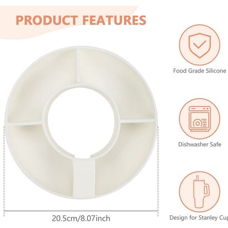 Snackschale de Tasse de Silicone Snackschale, compatible avec la Coupe Stanley à 1,2 l réutilisables Snackring pour la Coupe Stanley Accessoires(Blanc) (1/4)