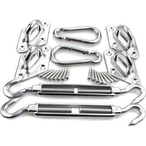 Shade Sail Fixing Kit - 304 Stainless Steel Hardware Accessory Kit for Shade Sails, Triangular Shade Cloth, Square - 8mm (1/5)
