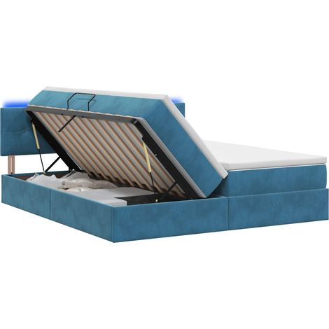 Letto con contenitore LED e materasso Blu Scuro 180 x 200 cm vidaXL (1/5)