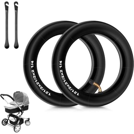 Chambres à air pour poussettes 12 1/2 x 2 1/4 (2 pièces), tube 12 pouces avec valve coudée 45°, renforcé, pour poussettes, trottinettes, vélos.