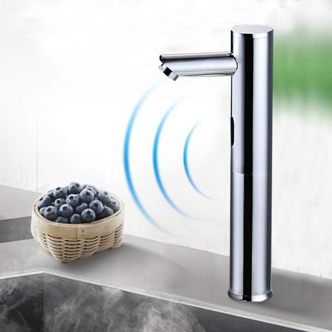 Robinet électronique à capteur infrarouge Robinet sans contact avec capteur Touchless Lavabo Froid Mitigeur de lavabo pour salle de bain, cuisine, toilettes