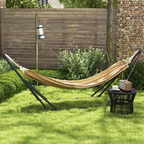 Support avec hamac pliable en acier, 2 en 1 pour hamac ou chaise suspendue, sac de transport inclus 263x89x100cm kaki