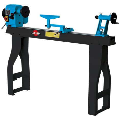LEMAN - Torno de Madera TAB110 1100 mm, Motor 1100 W, 10 Velocidades Variables, Inclinación Cabezal hasta 180°