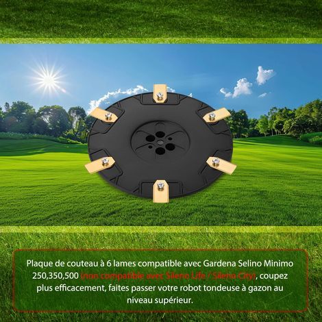 【Coupez Plus Efficacement】 Disque de Lames + 6 pièces Lames, Compatibles avec Gardena Sileno Minimo 250, 350, 500 / Husqvarna Automower Aspire, Disque de Lame pour Robot Tondeuse (1/5)