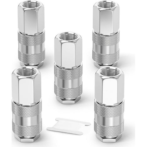 5 Coupleurs, Raccord rapide 3/8 BSP, Fer nickelé, Industrie, Compresseur
