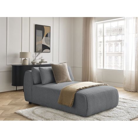 BOBOCHIC - Méridienne avec têtière pour canapé modulable JANA tissu chiné Gris foncé (1/5)