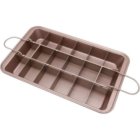 Brownieform mit Trennwänden Brownieform Browniebites braun 31 x 19,5 x 4 cm Antihaftform Muffin und Cupcake Backform Metall (1/5)