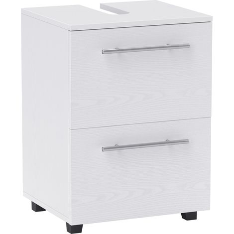 HOMCOM Badezimmerschrank, Waschbecken-Kommode mit Schublade, kompakt, Spanplatte, Weiß (1/5)