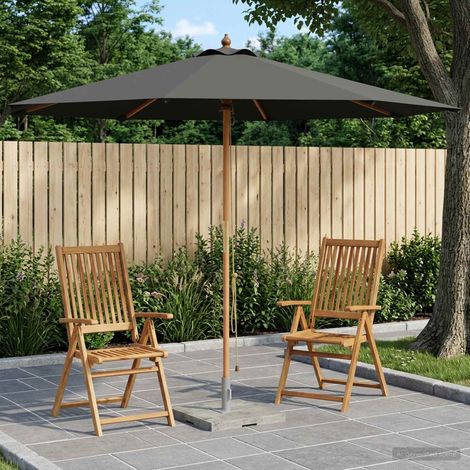 vidaXL Garden Parasol 脴 300 x 248 cm Solid Eucalyptus Wood Anthracite (1/5)