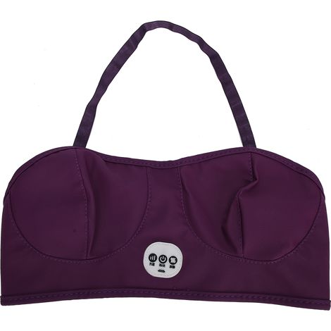 Masageur électrique de poitrine avec vibration, machine à galbe et soin des seins, soutien-gorge massant rechargeable, couleur violette, appareil de massage thoracique chauffant USB (1/5)