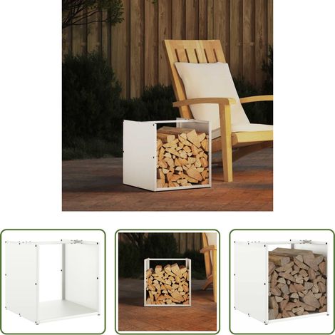 Bois de chauffage - Portant de bois chauffage blanc 40x40x40 cm (1/5)