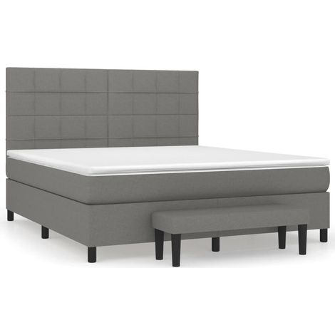 Maison Exclusive - Giroletto a Molle con Materasso Grigio Scuro 180x200 cm Tessuto (1/5)
