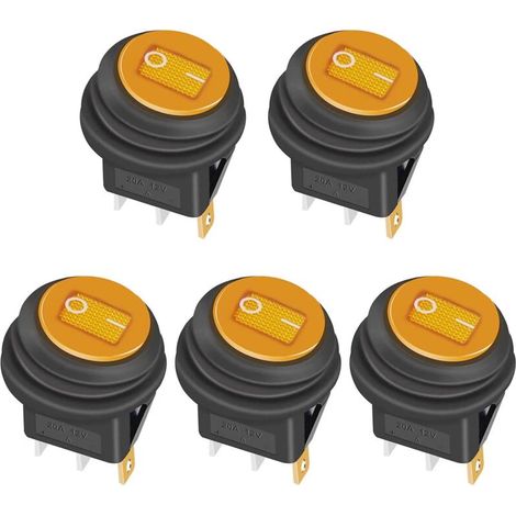 pezzi Interruttore a bilanciere impermeabile 12V 20A ON/OFF 3 pin 2 posizioni Interruttore a levetta Indicatore LED per auto camion barca elettrodomestici KCD1-8-101NW-BU, giallo