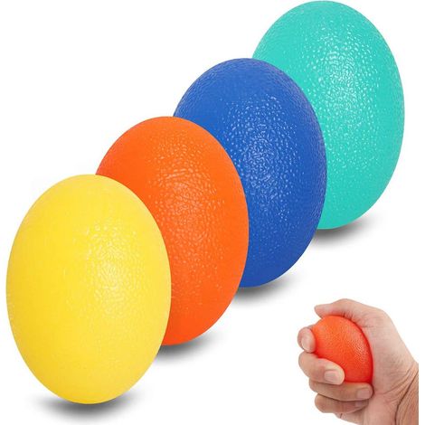 Balles de stress en silicone en forme d'œuf, boules de compression manuelle rondes, anti-stress, pour exercice de préhension, lot de 2 (1/5)
