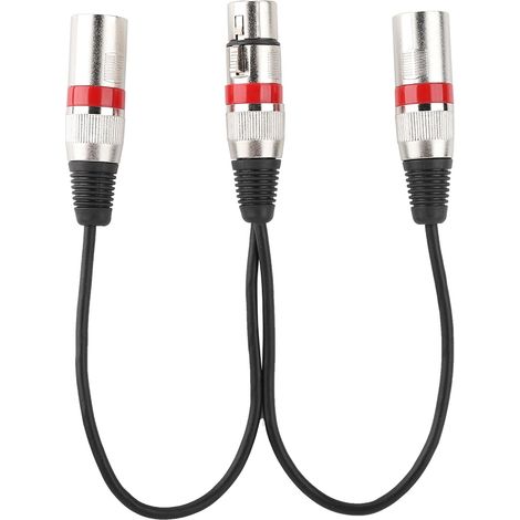 Adaptateur jack XLR femelle 30 cm vers double répartiteur mâle, câble d'extension audio et micro pour Canon, rouge (1/4)