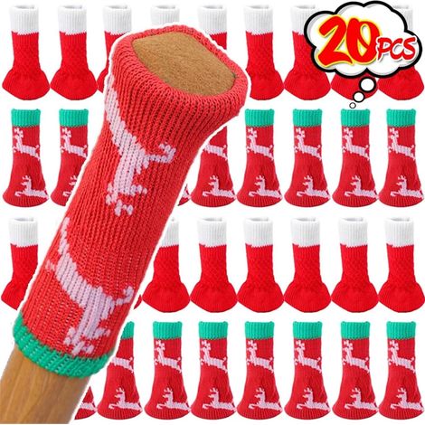 Lot de 20 protège-pieds de table et de chaises de Noël, gants antidérapants en feutre tricoté pour poignées de porte et tapis de sol, décoration de meubles (1/5)