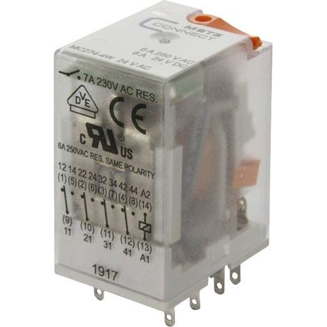 Metz Connect 110017101407 Relais enfichable 24 V/AC 7 A 4 inverseurs (RT) 1 pc(s) C873122