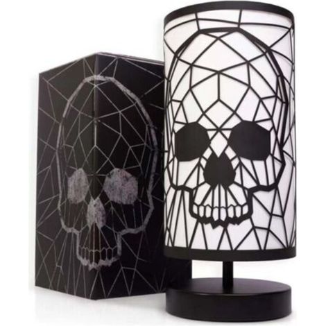 Black skull lamp, 3-way touch table lamp, gothic decor, suitable for holiday decoration, birthday gift (1/4)