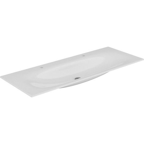 Lavabo double en céramique EDITION 11 1405 x 17 x 538 mm adapté aux robinetteries 1 trou blanc KEUCO