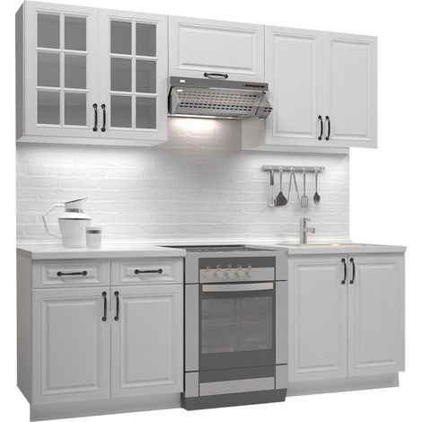 Conjunto de cocina Houston Lumen I , 220x60cm, Encimera, MDF, MDF, Vidrio, Aglomerado laminado (1/4)