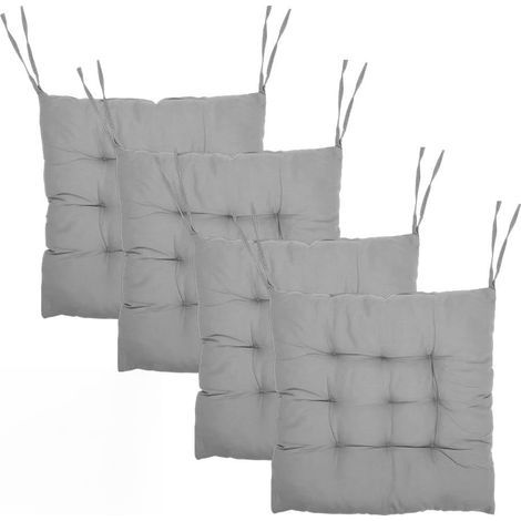 Lot de 4 Coussins de Chaise, 40 x 40 cm, Coussin pour Chaise d'Intérieur Argenté, Coussins Disponibles à l’intérieur et à l’extérieur, Coussins de Chaise pour (Gris) (1/5)