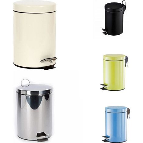 Trade Shop - Papelera Con Pedal De Acero De 5 Litros Papelera De Baño - (1/4)
