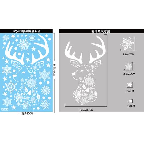 Autocollants de Noël, flocons de neige blancs, cadeaux, sapin du Père Noël, autocollants pour fenêtres, bonhomme de neige, chaussettes de Noël, rennes, décorations de fenêtres, autocollants statiques.
