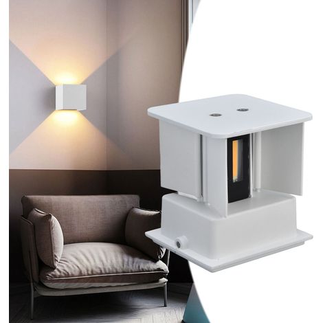 Applique murale LED 3,9 pouces, applique murale extérieure étanche, en aluminium de forme cubique, émission de lumière par le haut et par le bas, applique murale à double tête à angle réglable, 7 W. (1/5)