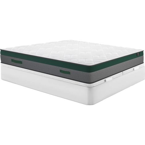 Ensemble 180 x 200 cm sommier coffre blanc + matelas ressorts ensachés ép.22cm - PRESTIGE de YSMÉE (1/5)