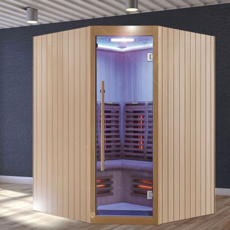 Sauna Infrarouge Boreal® Signature 150C d'Angle à Spectre Complet - 150x150x205