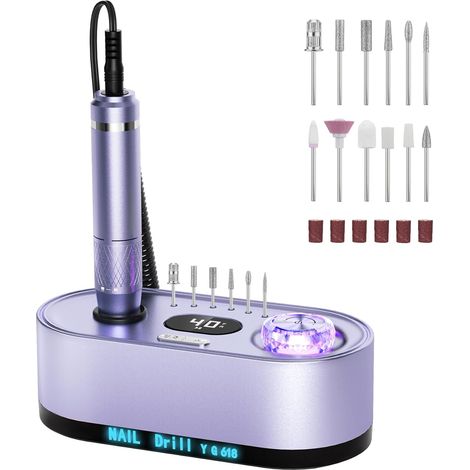 Lime électrique pour ongles, modèle 2025 : kit professionnel 40 000 tr/min pour modeler, polir et retirer l’acrylique.