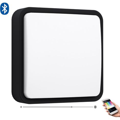 Plafonnier panneau LED EGLO 33573 Crosslink PIOVE-C noir L:25cm H:25cm dimmable IP44 3000K avec fonction Connect (1/5)