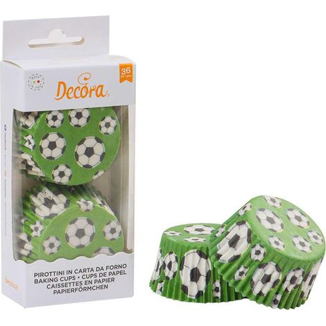 Decora, 0339845 Pirottini Calcio da 50 X 32 mm, per Cuocere, Presentare e Regalare Muffin e Dolcetti, Resistono fino a 180°C, In comodo Blister, Made in Italy