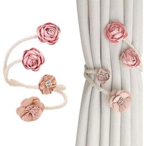 royaluxe-Boucle de rideau avec fleur de rose – Embrasses décoratives élégantes pour salon et chambre à coucher