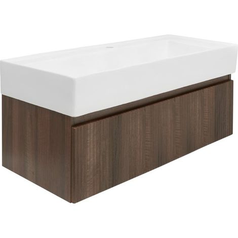 Swiss Aqua Technologies Badezimmermöbel mit Waschbecken SAT Evolution 98x30x44,8 cm Nussbaum matt (SATEVO100NAU2)