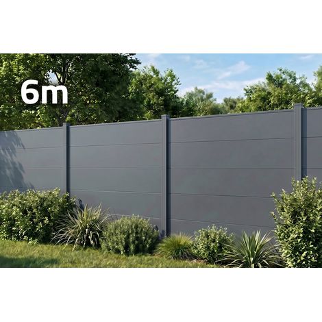 Clôture aluminium lames larges 6m H.150 gris anthracite - ALPIS (1/4)