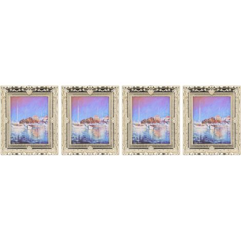 Lot de 4 cadres photo miniature 1:12 pour poupée, décoration maison avec peinture à l'huile simulée, type 1. (1/5)