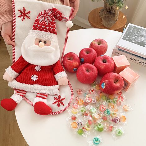 Grande calza di Natale (45x28 cm) 2 pezzi Calza di Natale personalizzata Calza di Natale Borsa per calze di Natale Calze di Natale da appendere Babbo Natale Pupazzo di neve Camino Albero di Natale per (1/4)