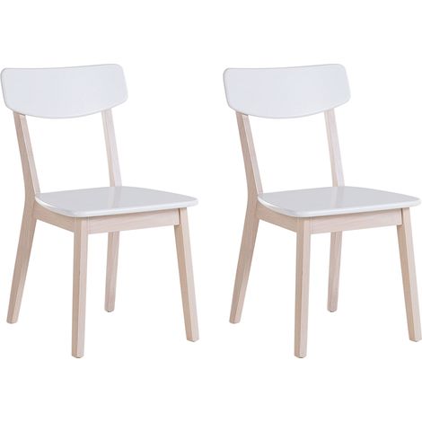 Conjunto de 2 sillas de comedor blancas con patas de madera clara estilo retro moderno Santos (1/5)