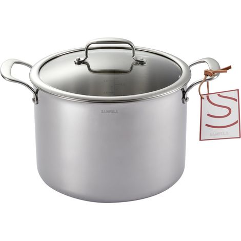 24 cm/8 Litre Stainless Steel Stock Pot with Glass Lid (1/5)