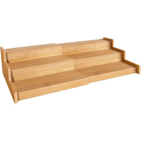 Estante para especias de bambú de 3 niveles, estante para especias extensible, organizador de encimera de cocina, estante para botellas de especias en el armario.