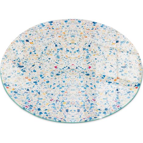 Funkenschutzplatte für Kamin Schutzplatte Design Hartglas Dekorative Glasbodenplatte Glasboden Motiv Abstraktes Strukturmuster Rund fi 90