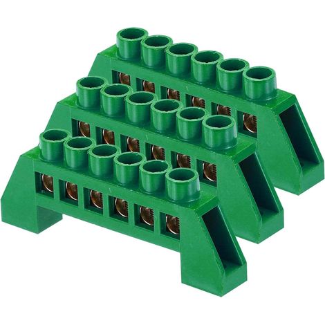 3 Pcs Borne De Mise À La Terre, 6 Positions Borne À Vis En Laiton, Bloc De Terre 7x14mm Pour Équipement Électrique, Boîte De Distribution, Vert (1/5)