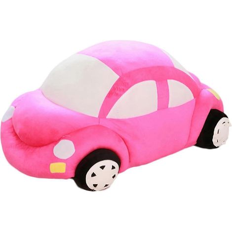 Peluche voiture de 32 cm, coussin en peluche en forme de voiture, cadeau pour filles et enfants, rose (1/5)