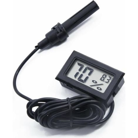 Generisches Mini-Digital-LCD-Thermometer-Hygrometer mit Sonde (2) — Celsius-Anzeige — Schwarz (1/5)